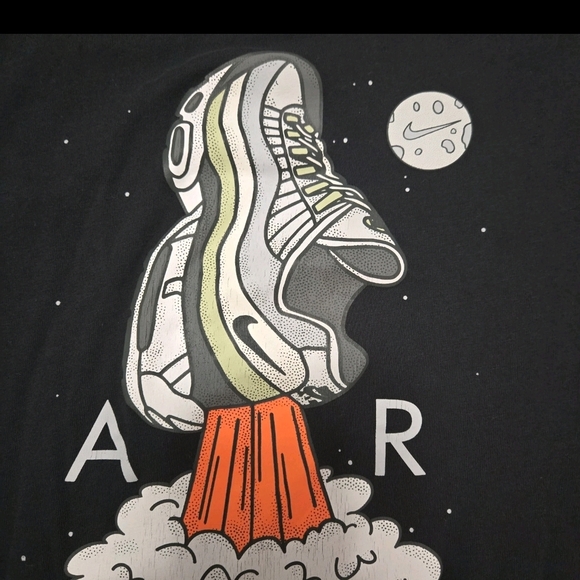 Nike Other - NIKE AIR Max Rocket Sneaker Graphic T-Shirt Black Space Cosmic Youth XL EUC